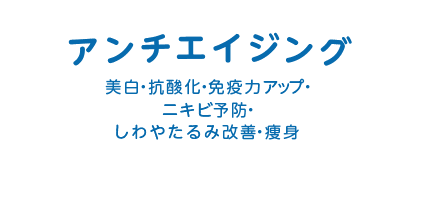 アンチエイジング美白・抗酸化・免疫力アップ・ニキビ予防・しわやたるみ改善・痩身